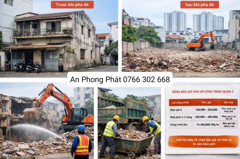 ĐẬP PHÁ NHÀ CŨ QUẬN 4 CÔNG TY TNHH CƠ GIỚI AN PHONG PHÁT